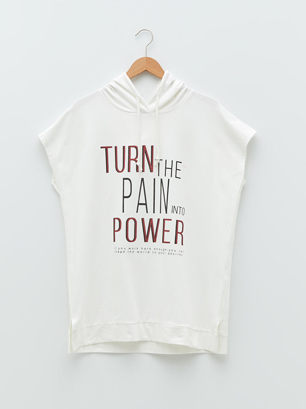 Hanorac Mărime Mare pentru Femei cu Mânecă Scurtă și Imprimeu cu Litere-5