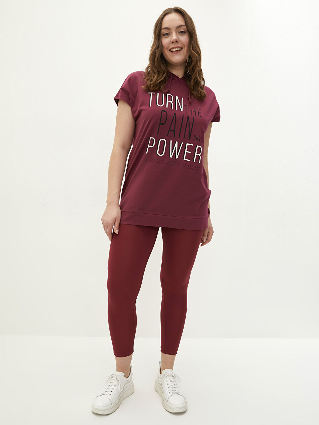 Hanorac Mărime Mare pentru Femei cu Mânecă Scurtă și Imprimeu cu Litere-2