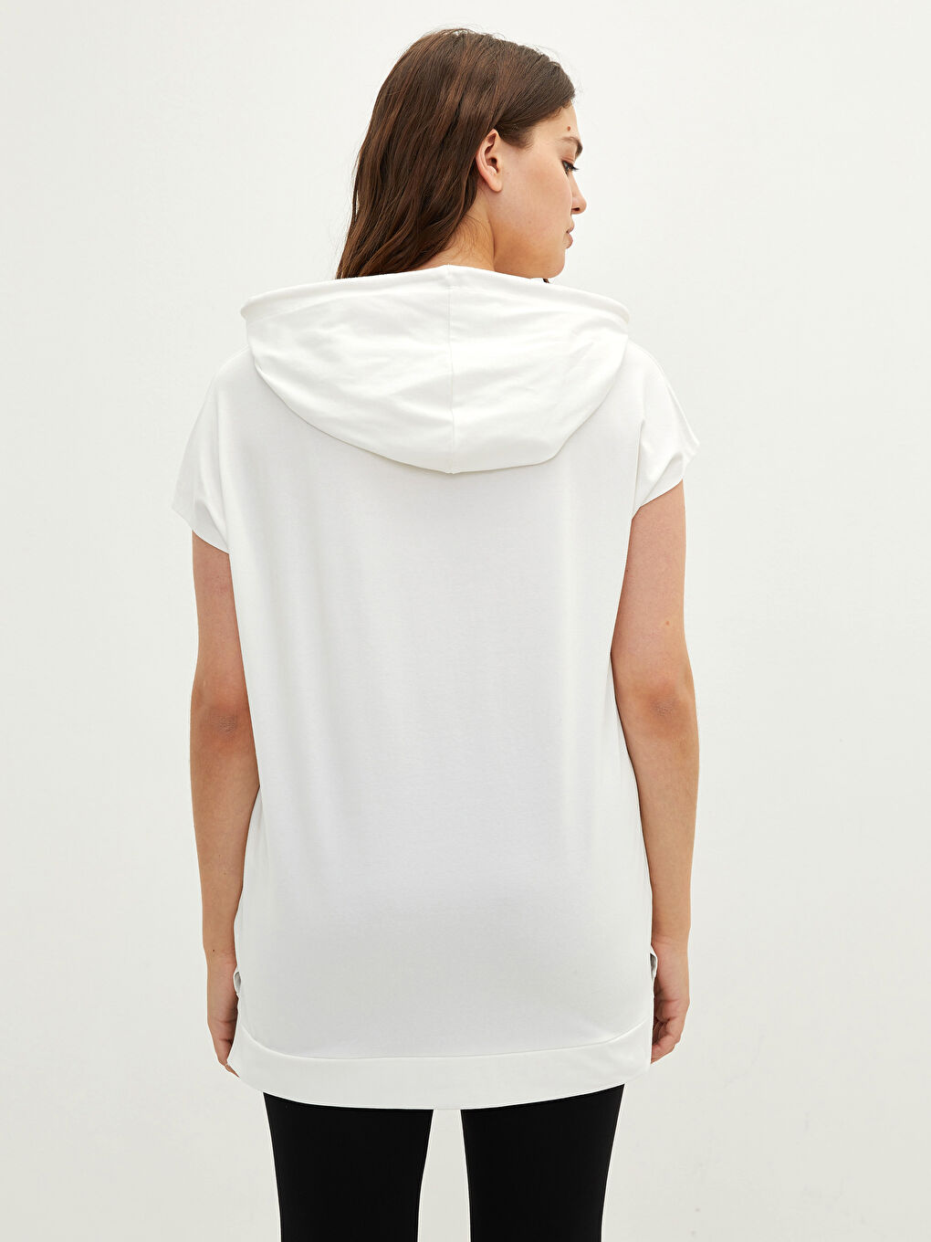 Hanorac Mărime Mare pentru Femei cu Mânecă Scurtă și Imprimeu cu Litere-4