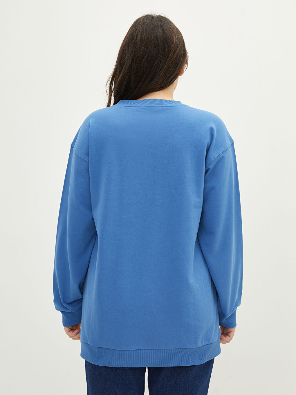 Sweat-shirt en Coton pour Femmes Grande Taille à Col Rond Imprimé à Manches Longues-7