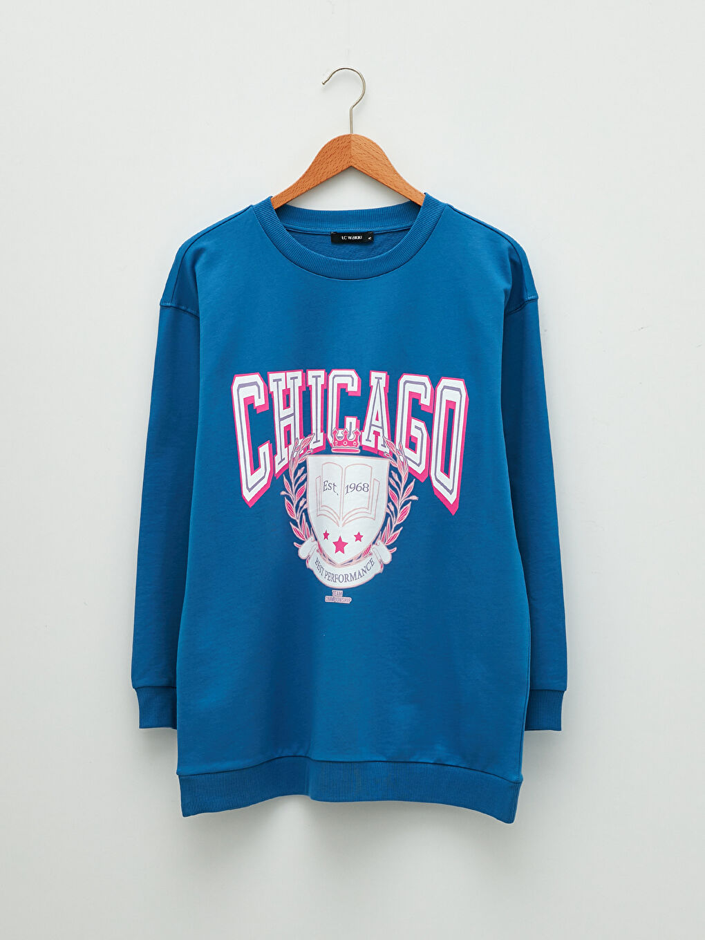 Sweat-shirt en Coton pour Femmes Grande Taille à Col Rond Imprimé à Manches Longues-9