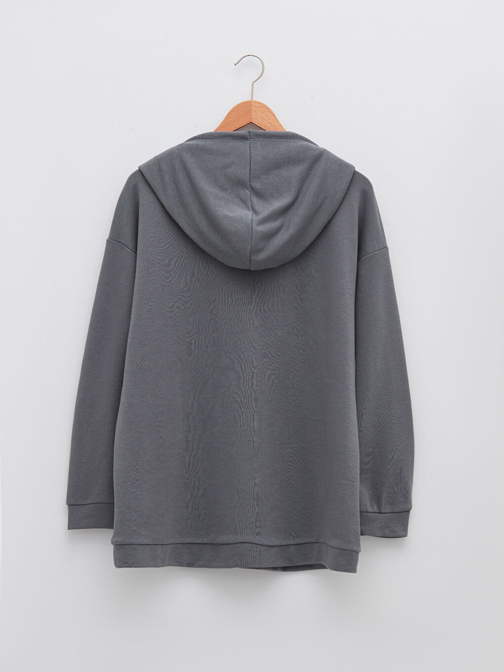 Gri Büyük Beden Mickey Mouse Baskılı Uzun Kollu Kadın Hoodie-6