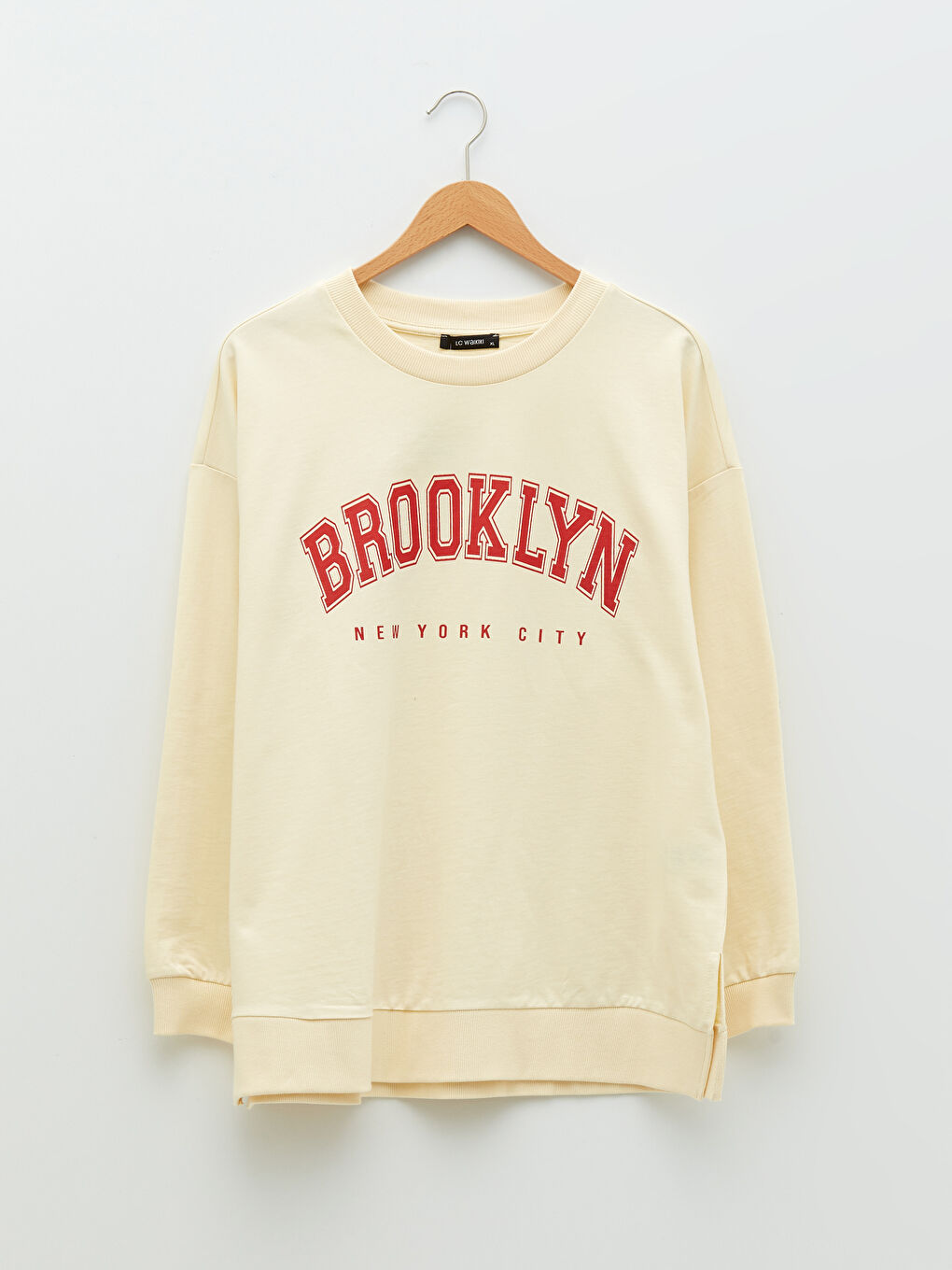 Large Size Crew Neck Letter Printed Long Sleeve Cotton Women's Sweatshirt-5