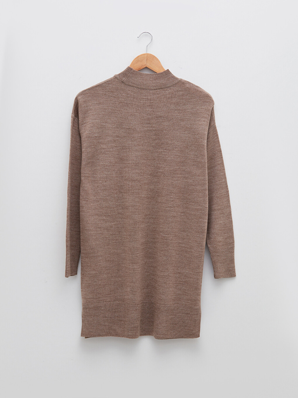Half Turtleneck Plain Long Sleeve Women's Knitwear Tunic-5