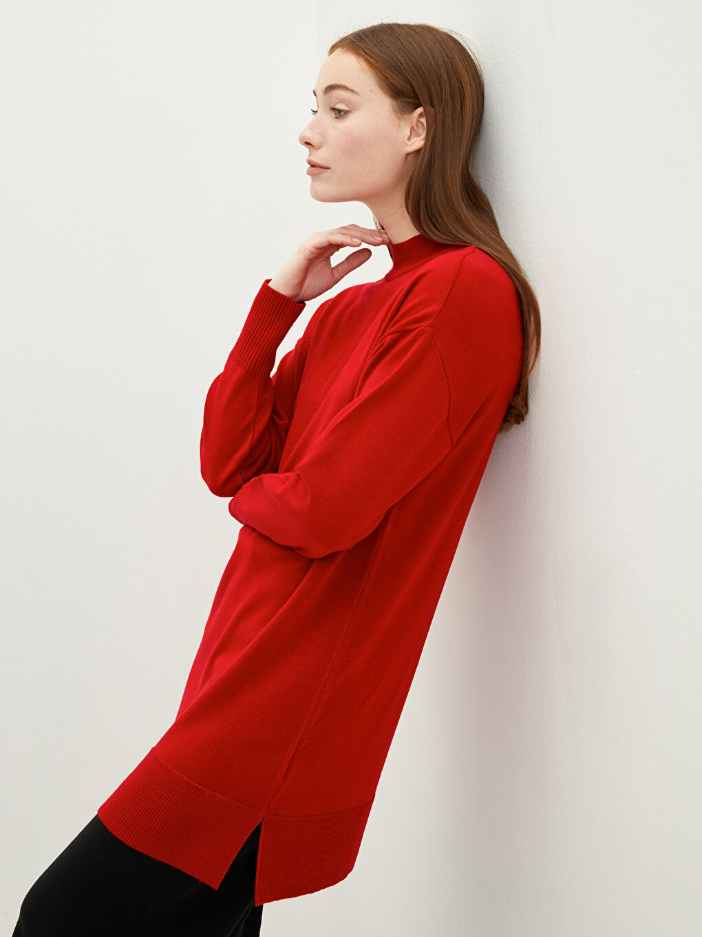 Half Turtleneck Straight Long Sleeve Women's Tunic
