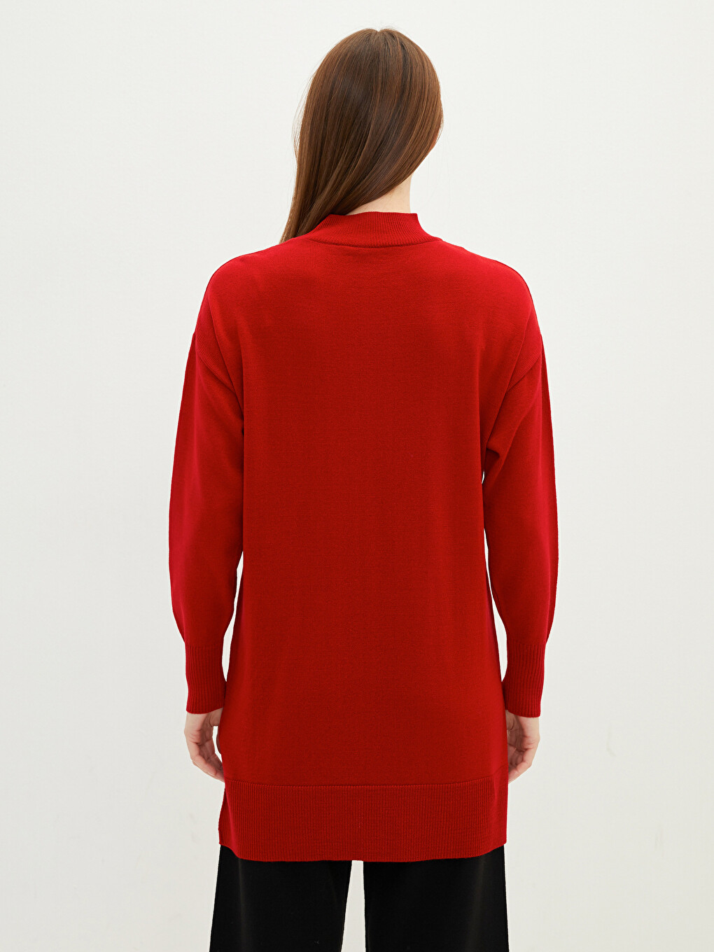 Half Turtleneck Straight Long Sleeve Women's Tunic-4