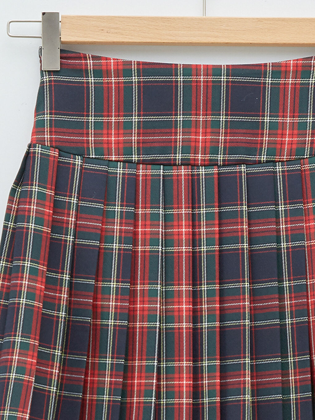 جيبة بكسرات بخصر بسوستة كاروهات بوبلين للسيدات-7