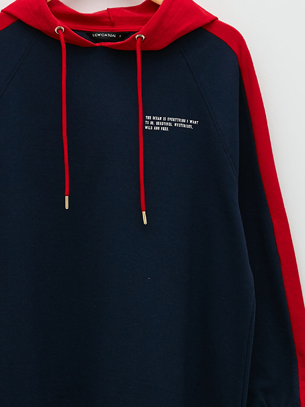 Lacivert Kapüşonlu Renk Bloklu Uzun Kollu Kadın Elbise-7