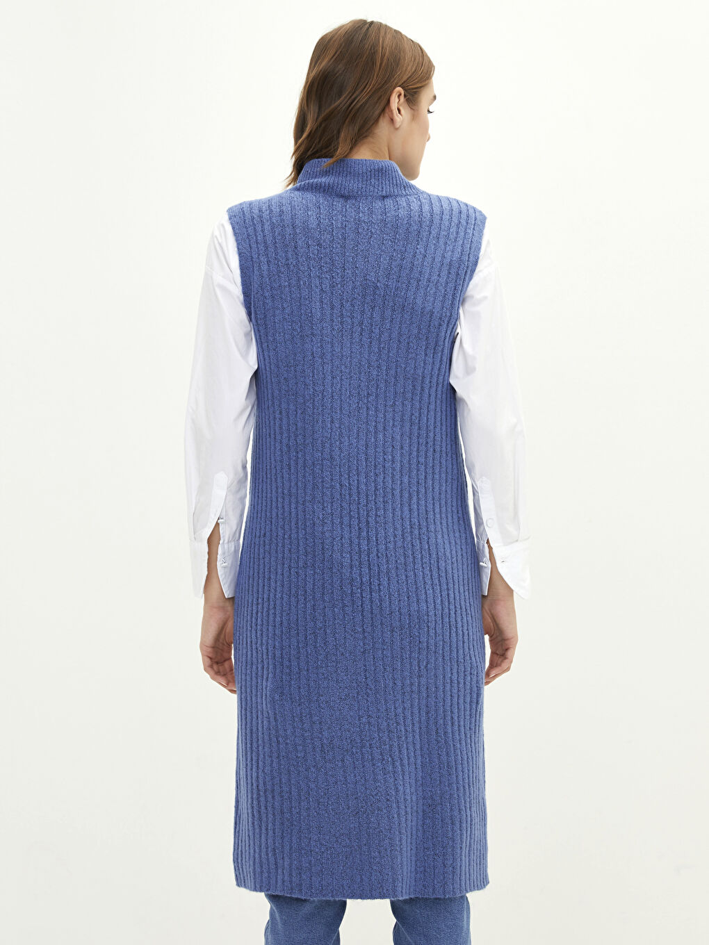 Women's Half Turtleneck Straight Sleeveless Knitwear Tunic-3