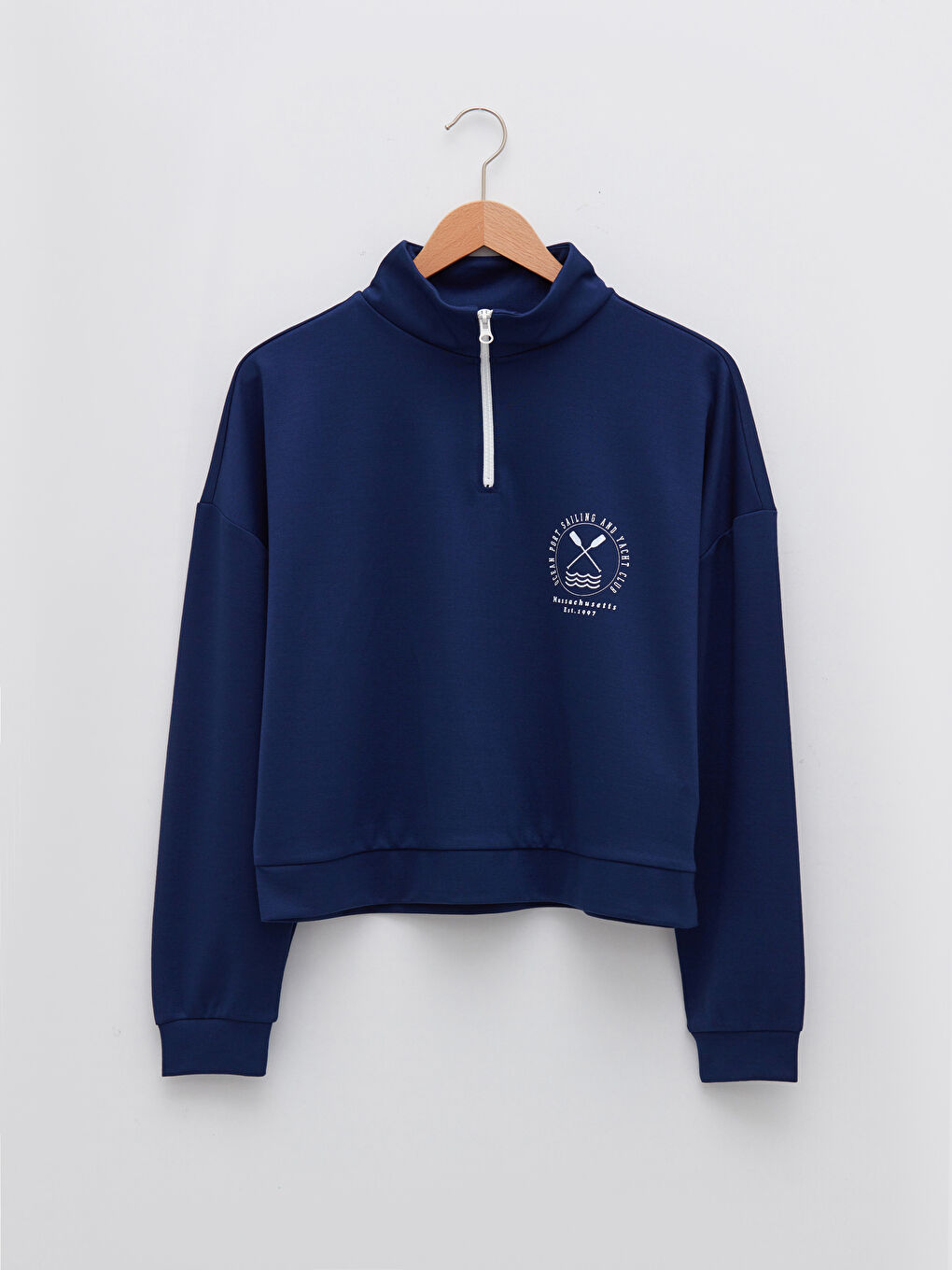 LCW Vision Açık Lacivert Dik Yaka Baskılı Uzun Kollu Kadın Sweatshirt - 4