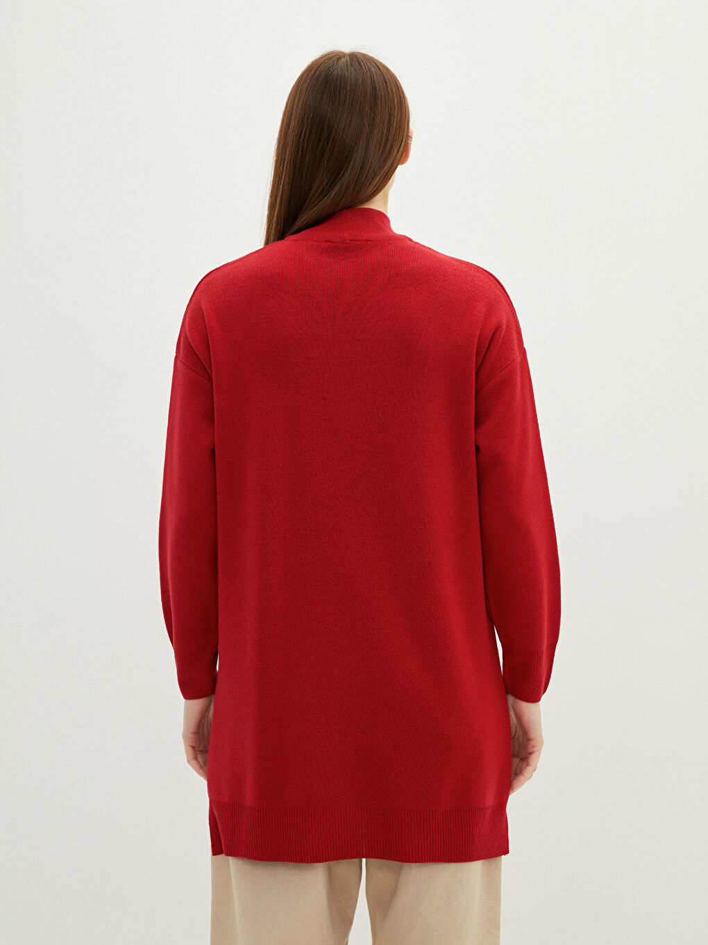 LCW Modest Halber Rollkragen Pailletten Langarm Oversize Damen Strick Tunika -W1J211Z8-RZZ