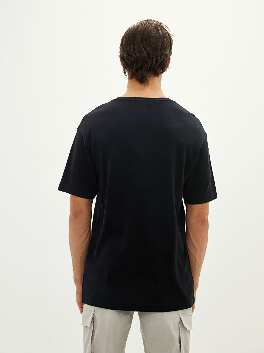 Siyah Bisiklet Yaka Kısa Kollu Erkek Triko Kazak-4