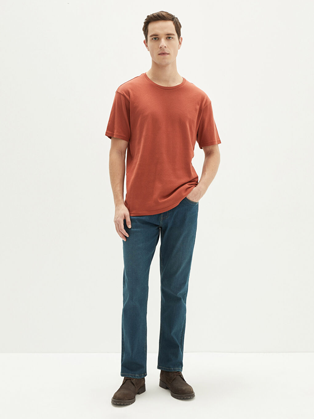 سترة تريكو بياقة دائرية وكم قصير للرجال-2