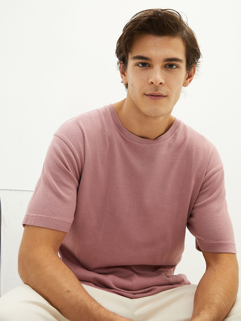 XSIDE Crew Neck Short Sleeve Men's Knitwear Sweater -W1J251Z8-GVH