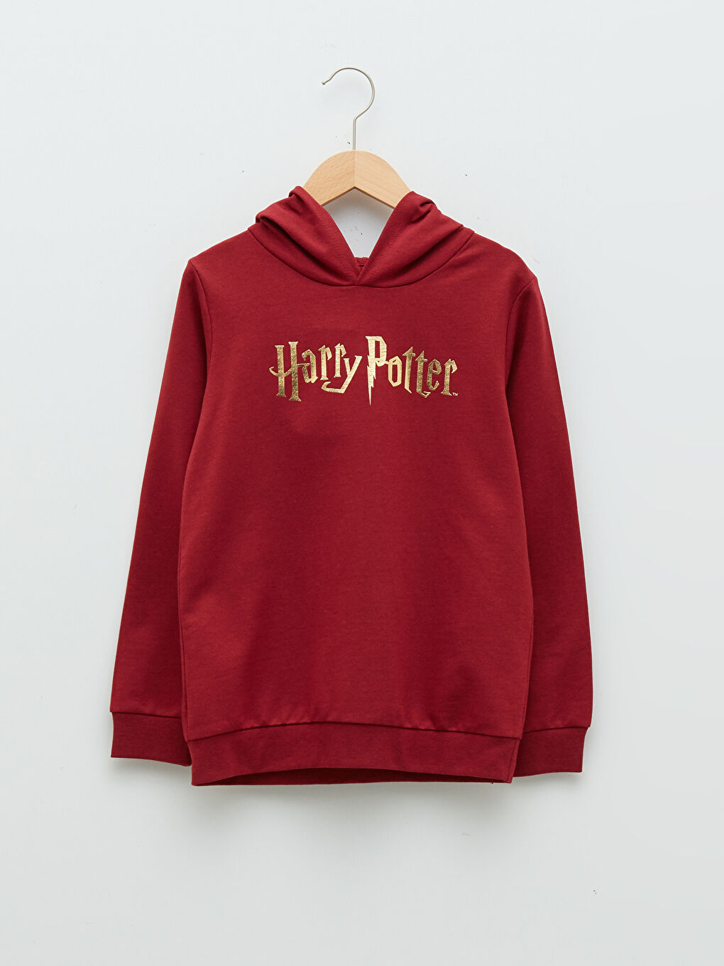 LCW Kids Bordo Kapüşonlu Harry Potter Baskılı Uzun Kollu Erkek Çocuk Sweatshirt