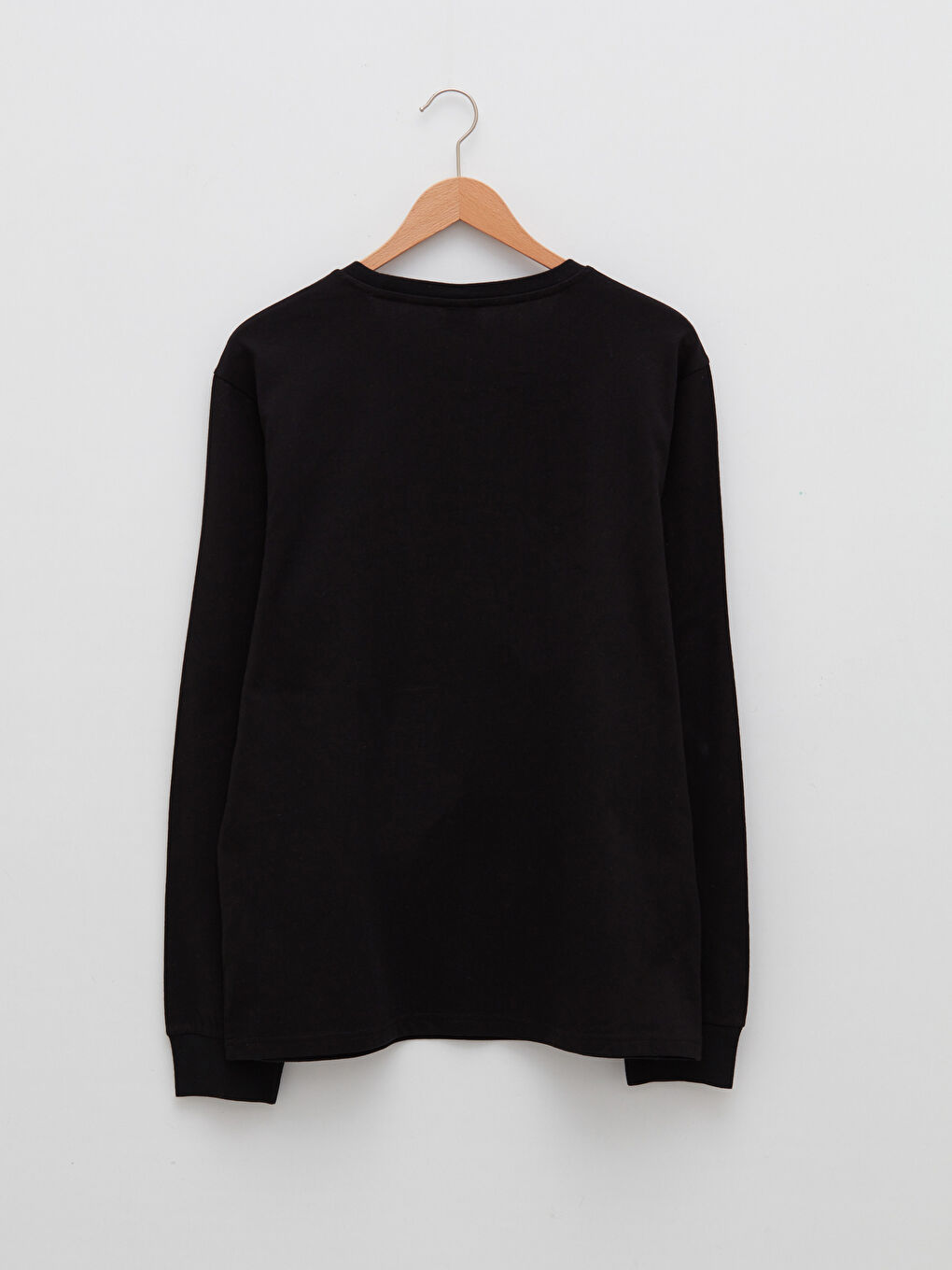 Siyah Bisiklet Yaka Uzun Kollu Kral Şakir Baskılı Erkek Tişört-7