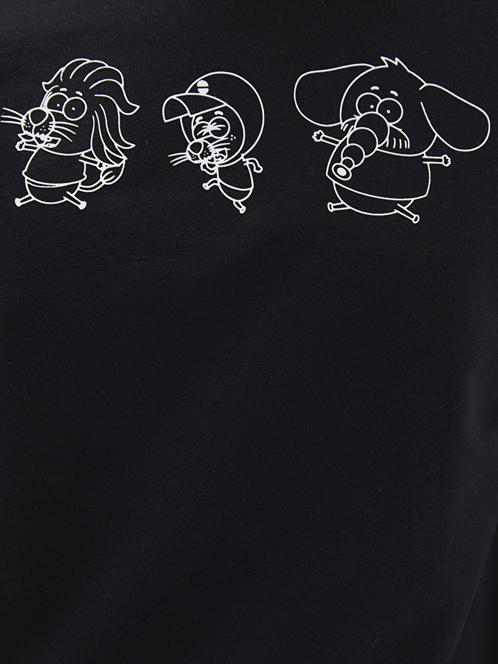 Siyah Uzun Kollu Baskılı Erkek Hoodie-5