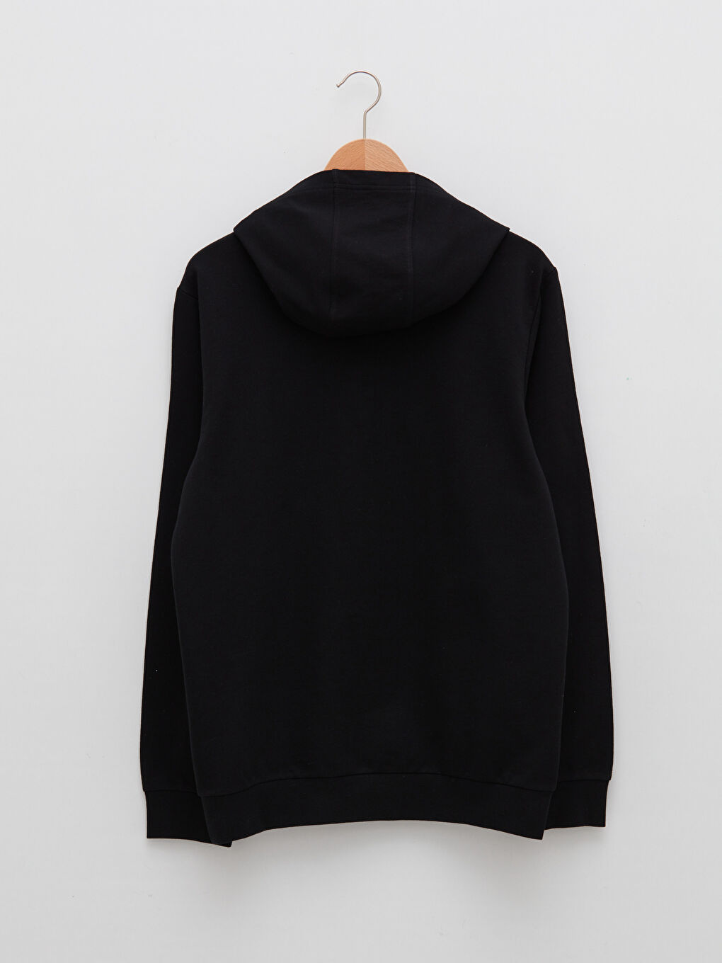 Siyah Uzun Kollu Baskılı Erkek Hoodie-7