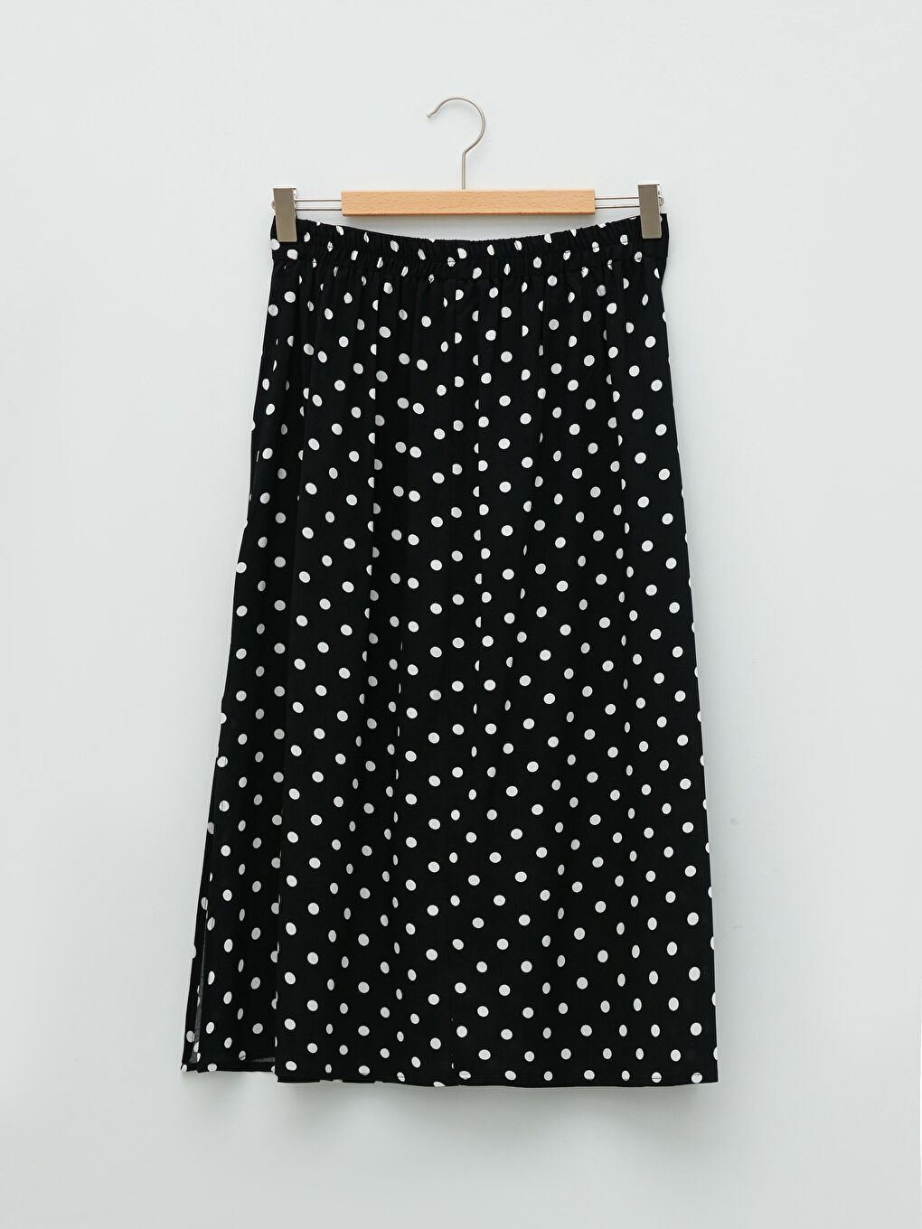 Ekru Beli Lastikli Puantiyeli Viskon Kadın Etek-6