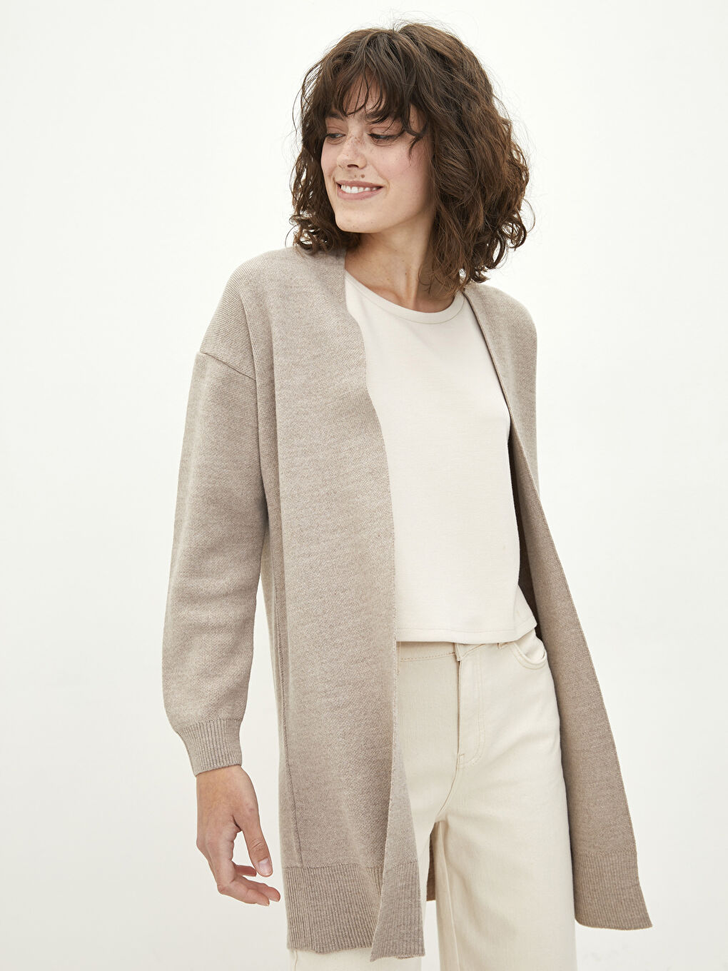 Shawl Collar Plain Long Sleeve Women's Knitwear Cardigan
