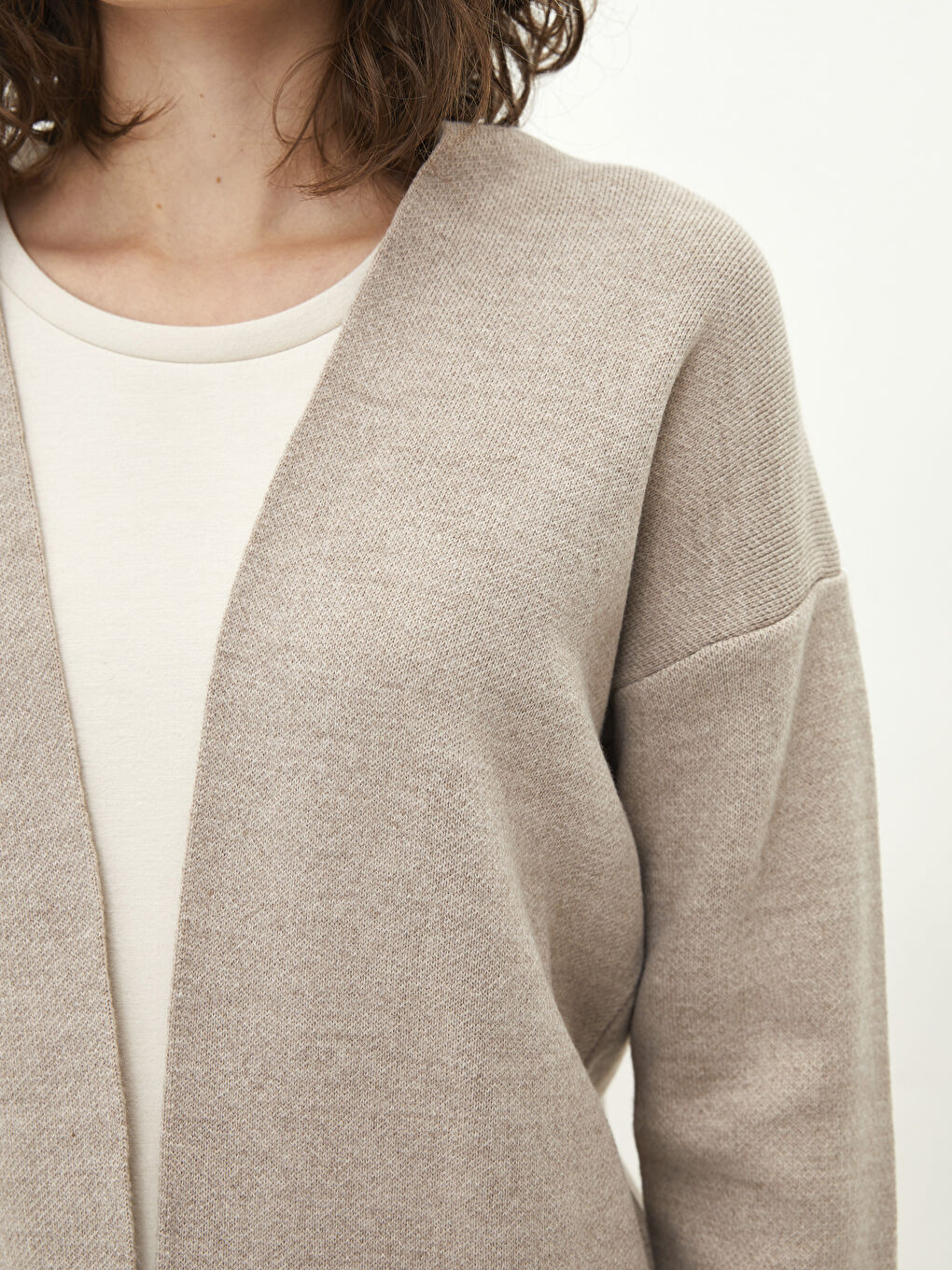 Shawl Collar Plain Long Sleeve Women's Knitwear Cardigan-3