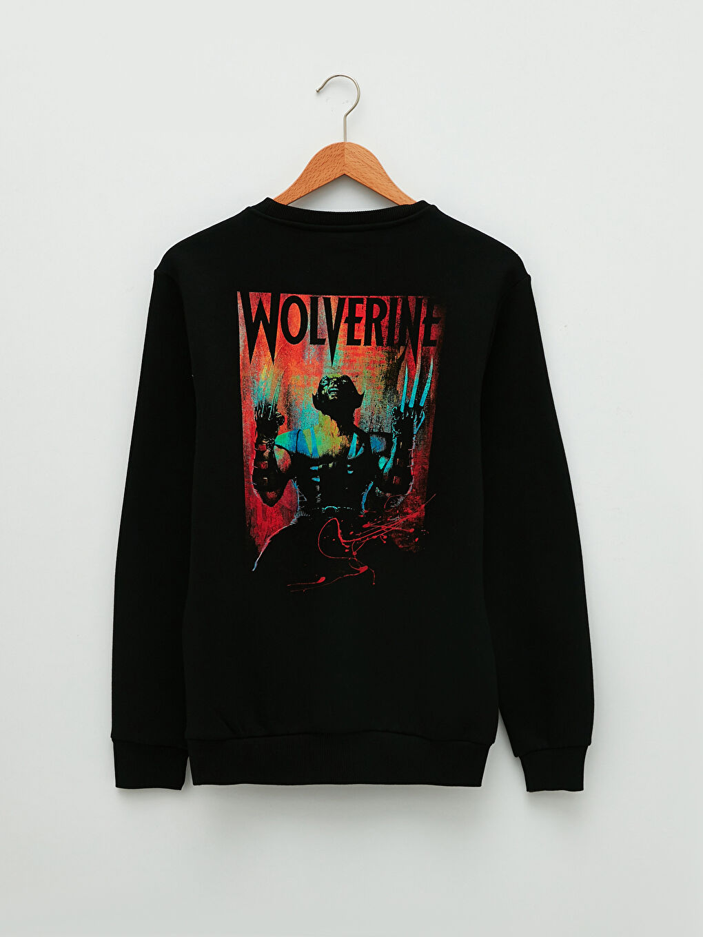 Crew Neck Long Sleeve Wolverine Printed Men's Thick Sweatshirt-6