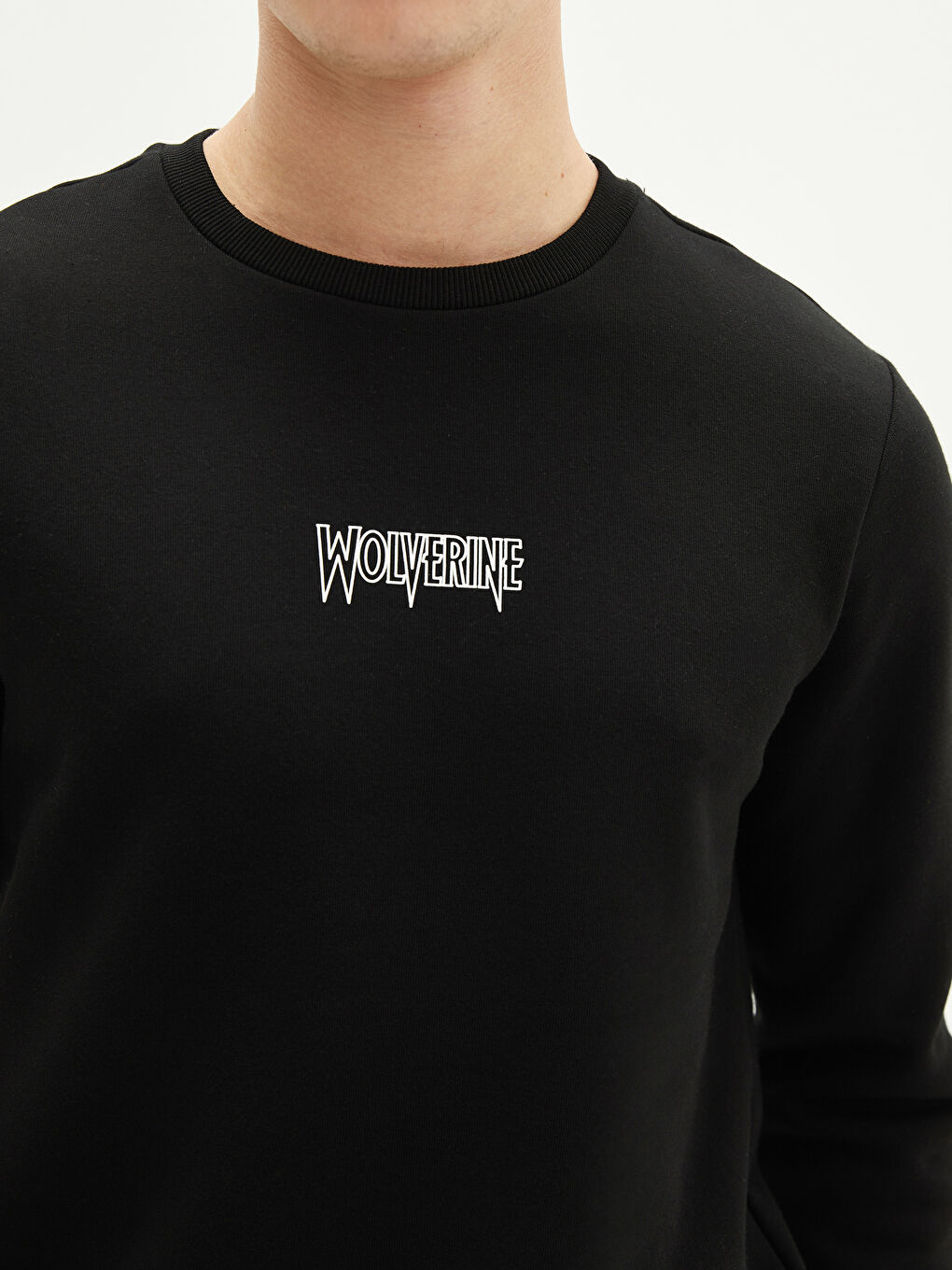 Crew Neck Long Sleeve Wolverine Printed Men's Thick Sweatshirt-3