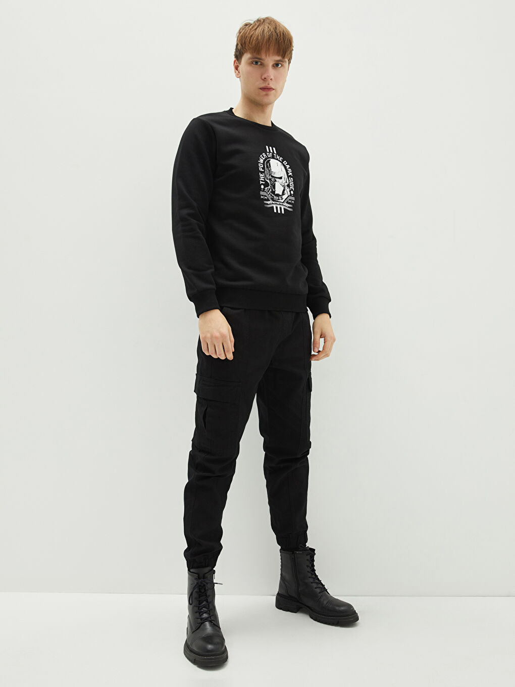 Crew Neck Long Sleeve Star Wars Printed Men's Thick Sweatshirt-2