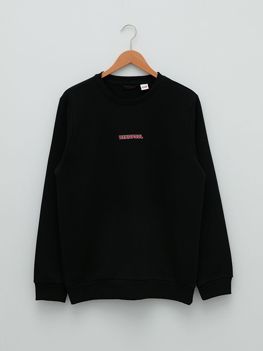 سويت شيرت كم طويل مطبوع ديدبول ياقة دائرية تخين للرجال-5