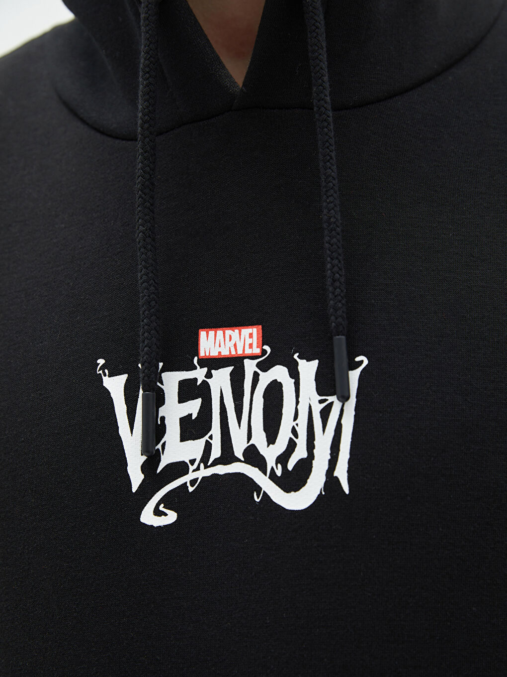 Uzun Kollu Venom Baskılı Erkek Kalın Hoodie-3