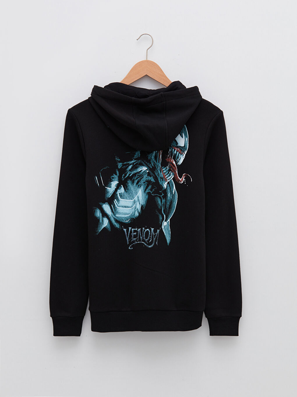 Uzun Kollu Venom Baskılı Erkek Kalın Hoodie-6