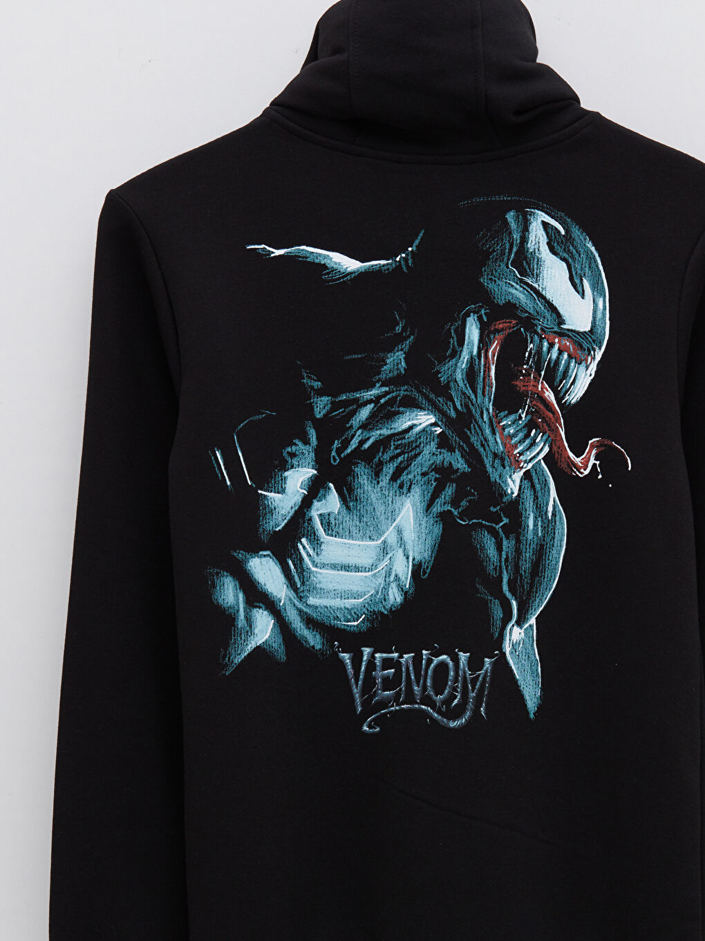 Uzun Kollu Venom Baskılı Erkek Kalın Hoodie-7