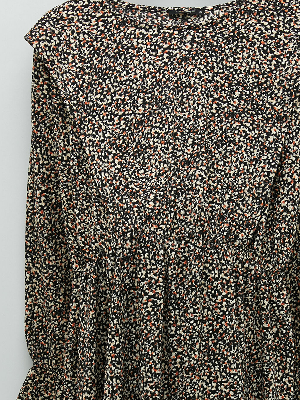 فستان نسائي مقاس كبير ياقة دائرية كم طويل مطبوع-6