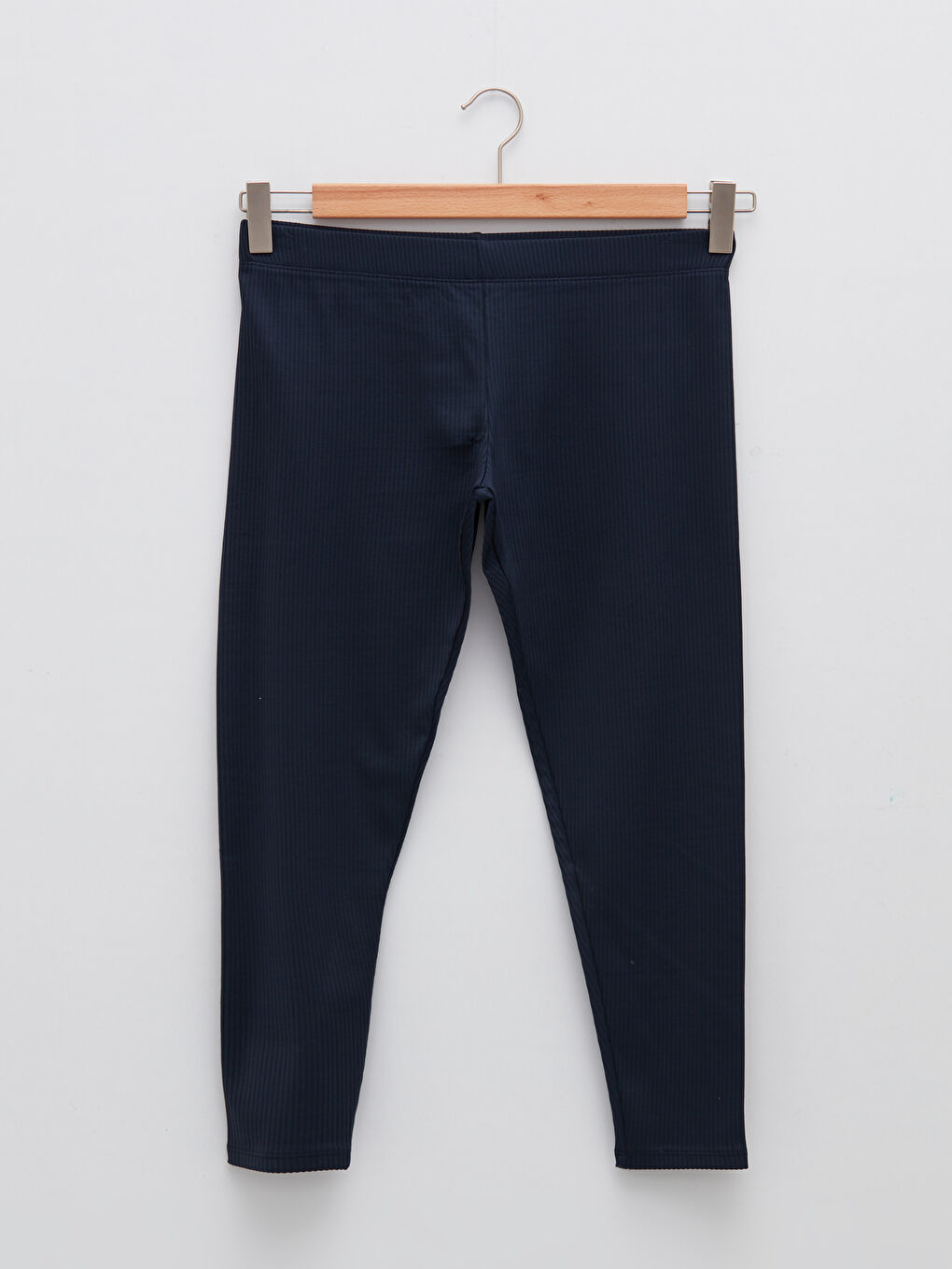 Lacivert Kadın Büyük Beden Beli Lastikli Düz Tayt-5