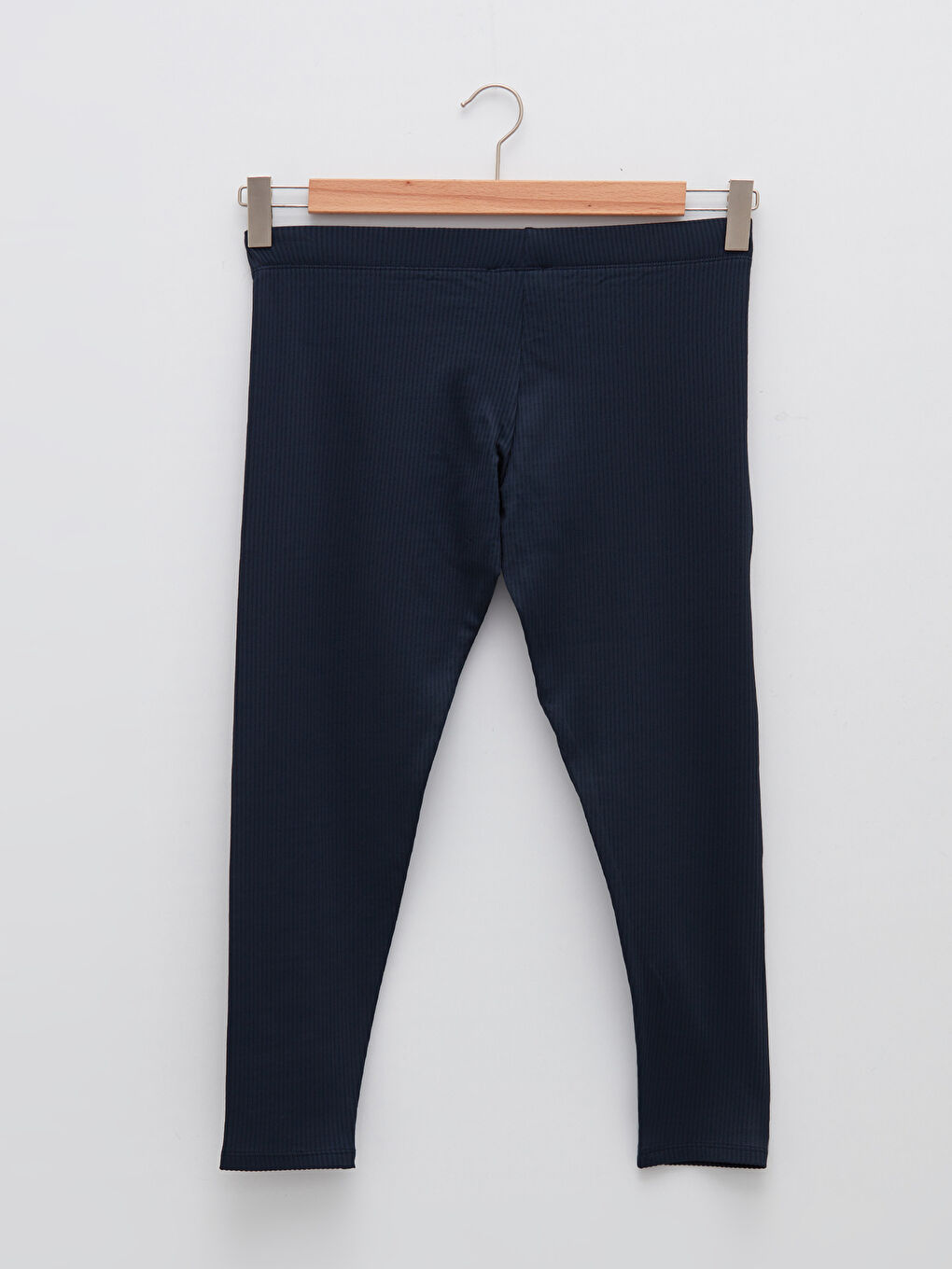 Lacivert Kadın Büyük Beden Beli Lastikli Düz Tayt-6