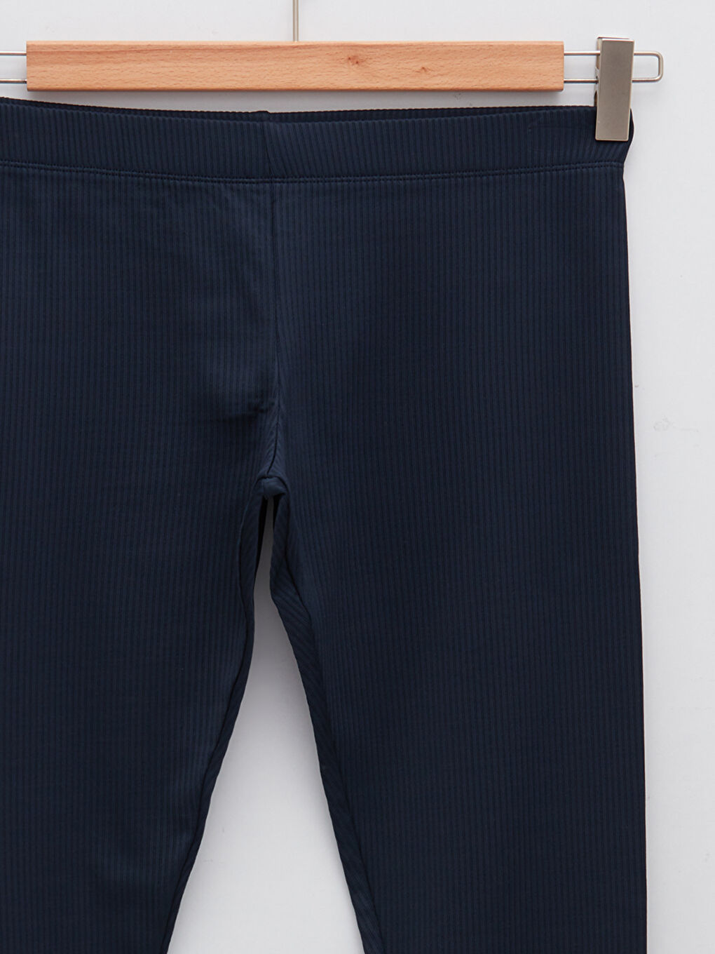 Lacivert Kadın Büyük Beden Beli Lastikli Düz Tayt-7