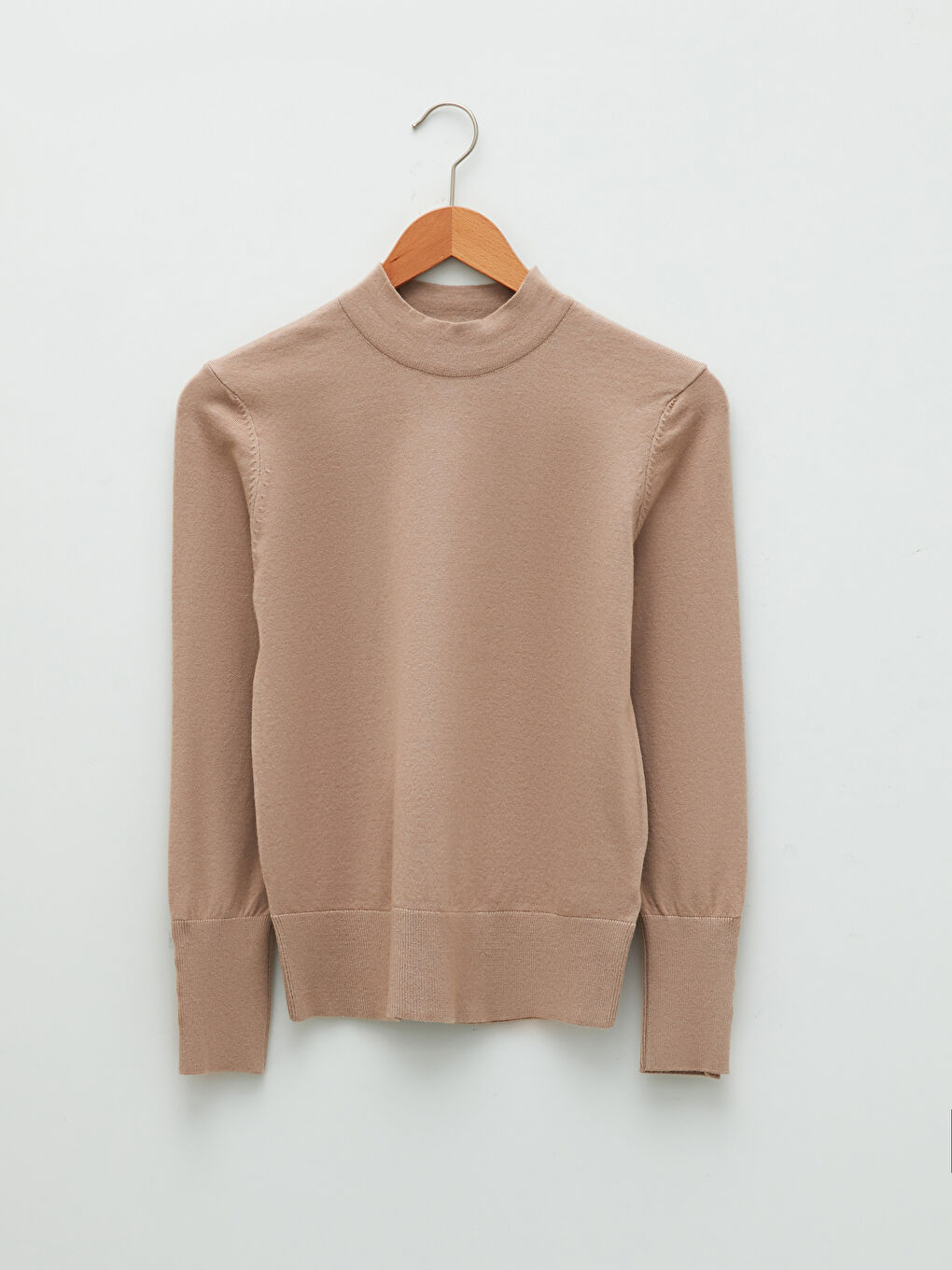 Kahverengi Yarım Balıkçı Yaka Kadın Triko Kazak-5