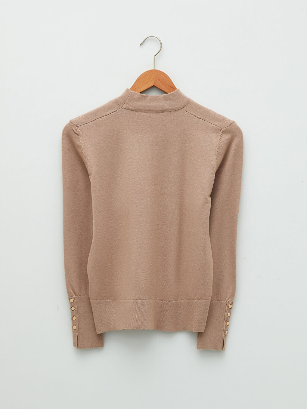 Kahverengi Yarım Balıkçı Yaka Kadın Triko Kazak-6