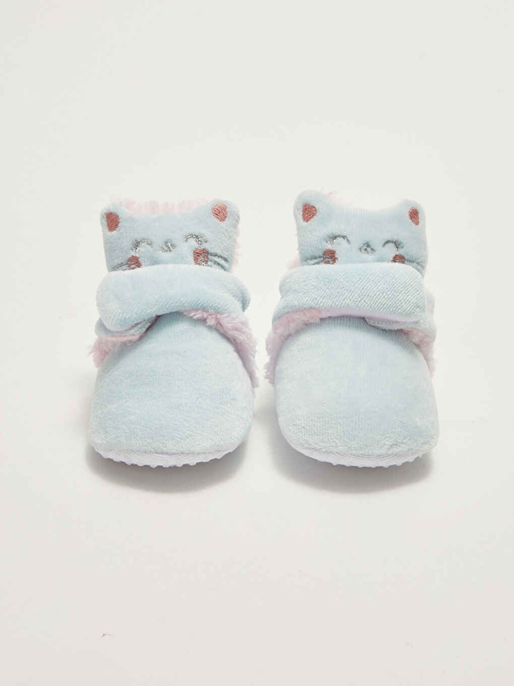 Yeşil Nakış Detaylı Cırt Cırtlı Kız Bebek Yürüme Öncesi Ev Ayakkabısı-5