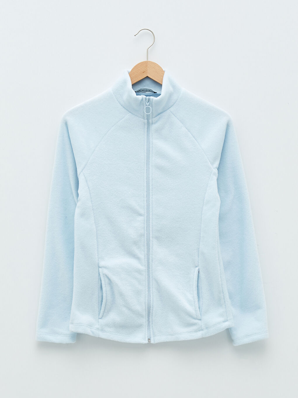 كارديجان رياضي للسيدات بياقة قمع وجيوب مستقيمة بتفاصيل وكم طويل من قماش بولار-5