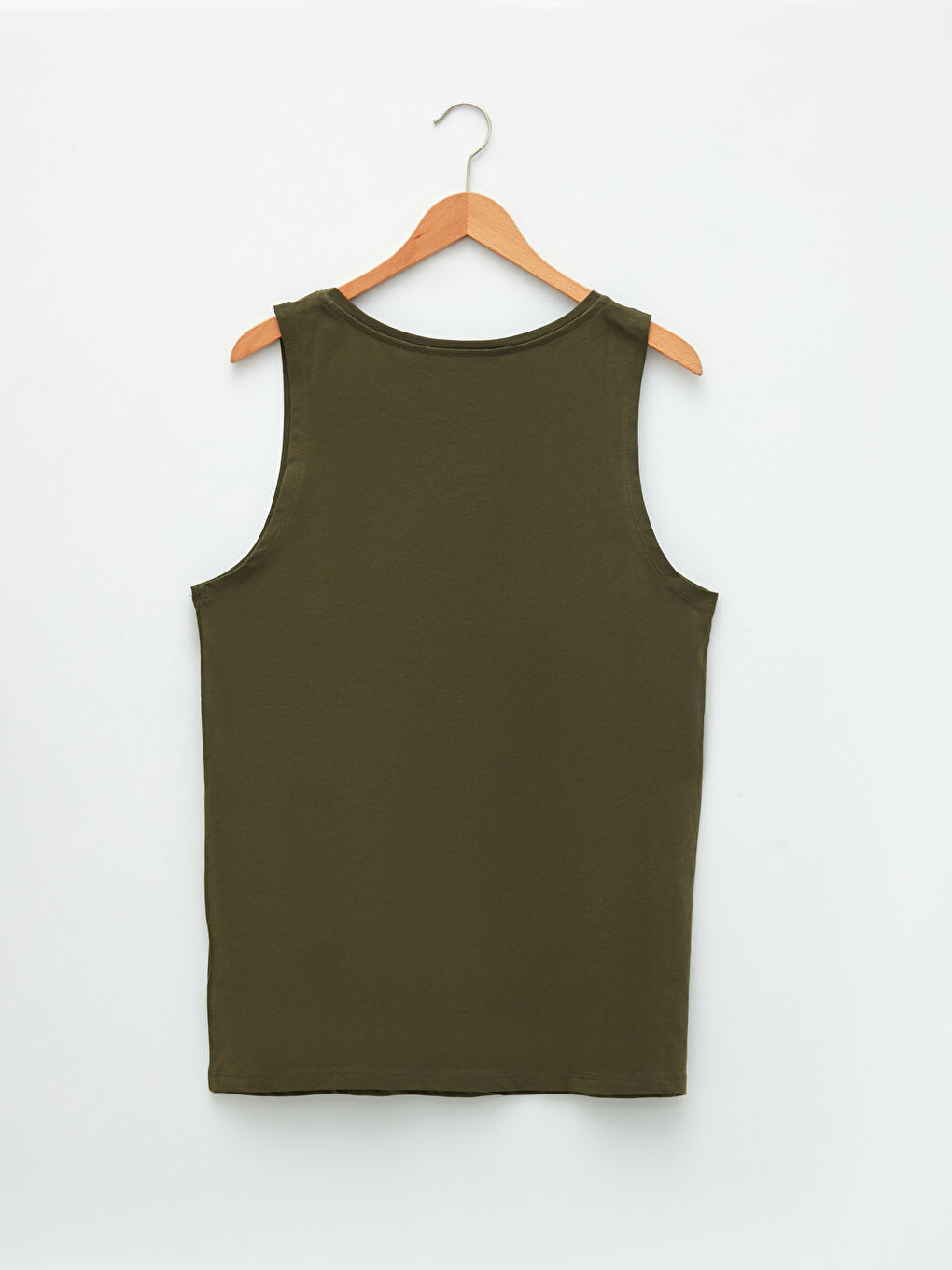 Haki Bisiklet Yaka Baskılı Pamuklu Erkek Kolsuz Tişört-6