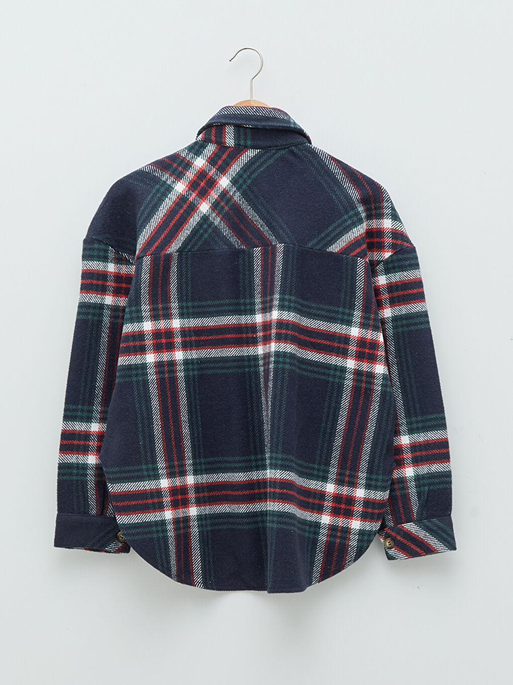 Buttoned Plaid Long Sleeve Women's Shirt Jacket-7