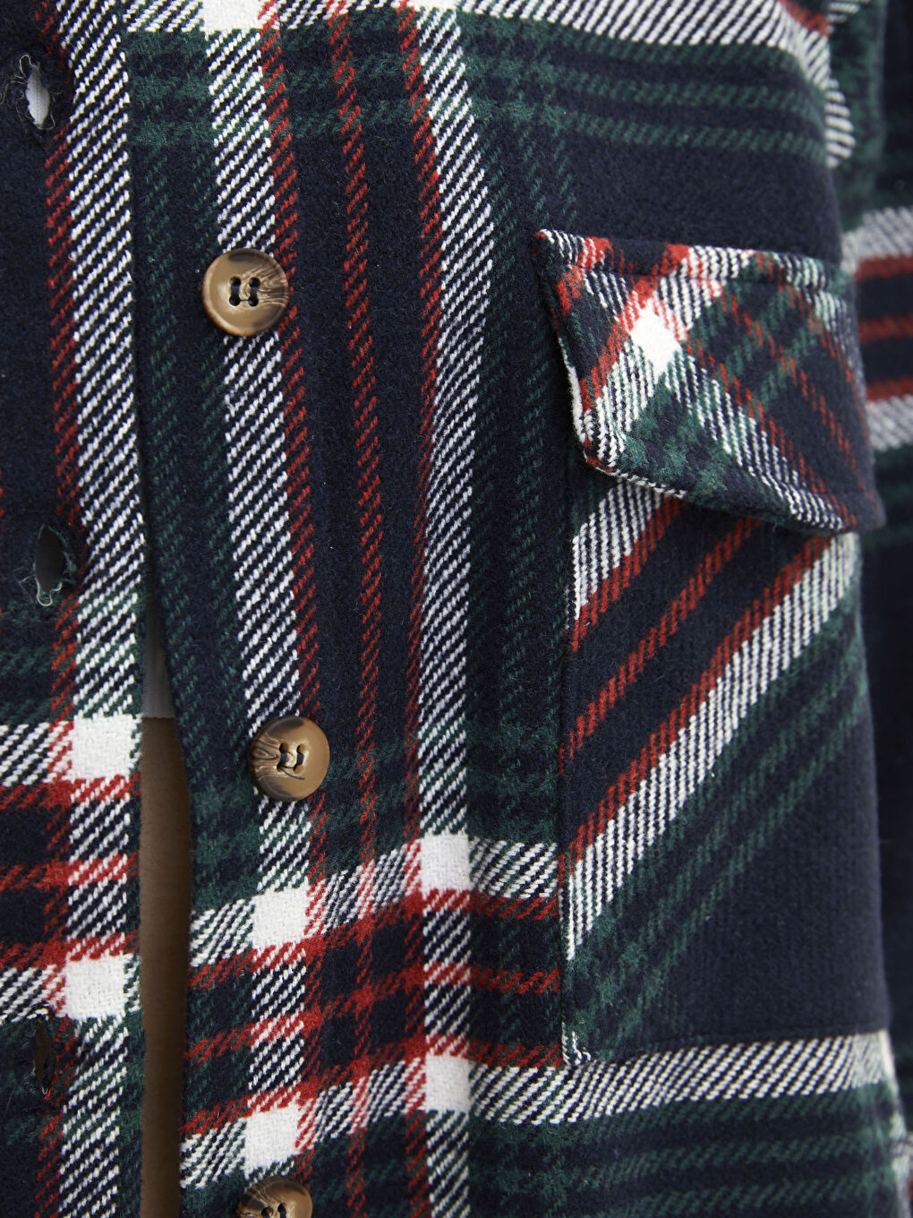 Buttoned Plaid Long Sleeve Women's Shirt Jacket-4