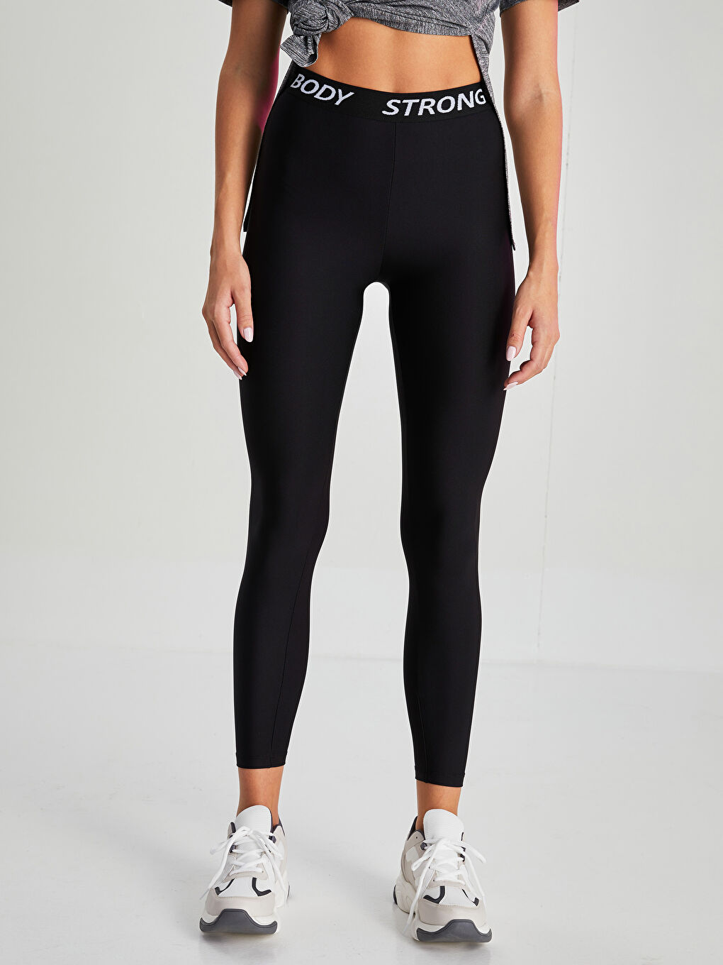 Colanți Sport cu Talie Elastică și Slogan Imprimat pentru Femei-6