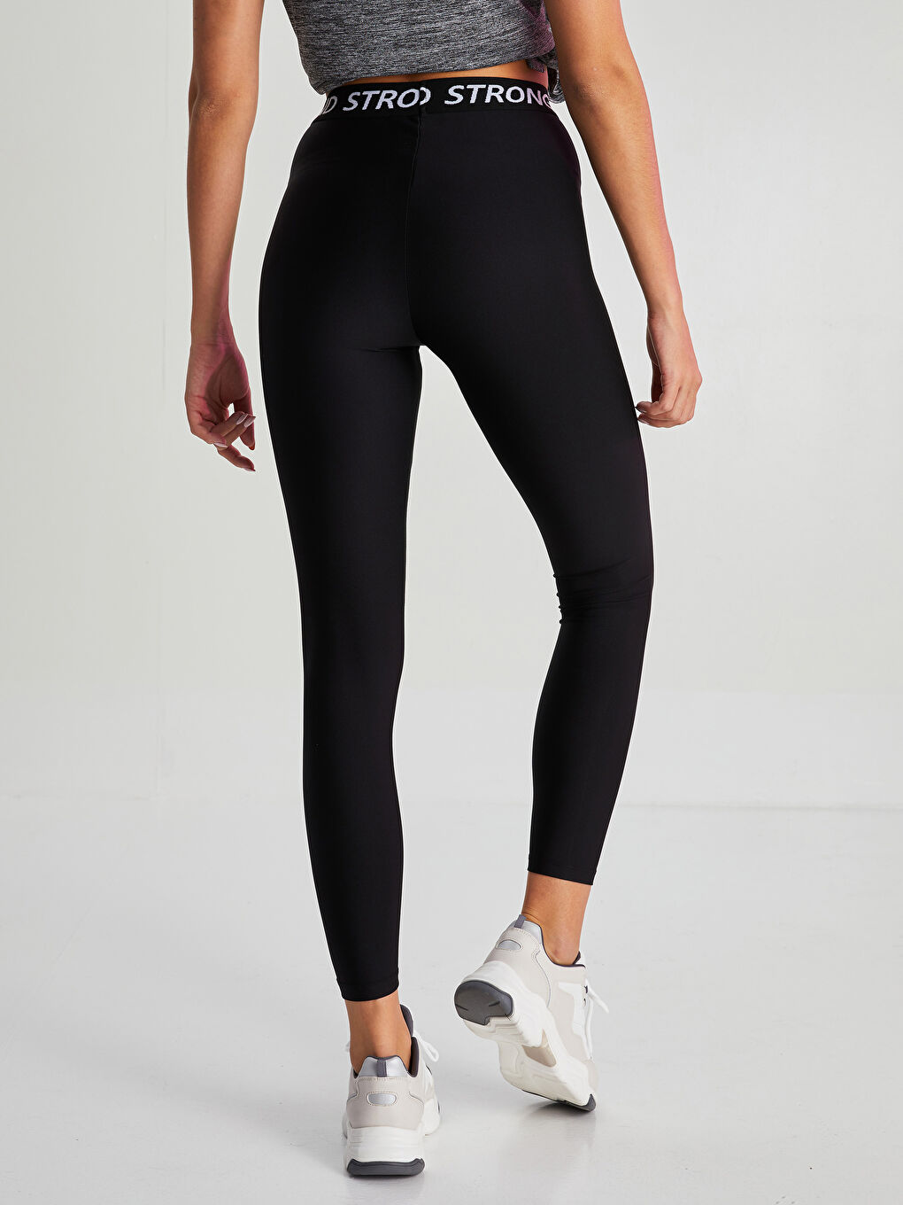 Colanți Sport cu Talie Elastică și Slogan Imprimat pentru Femei-7