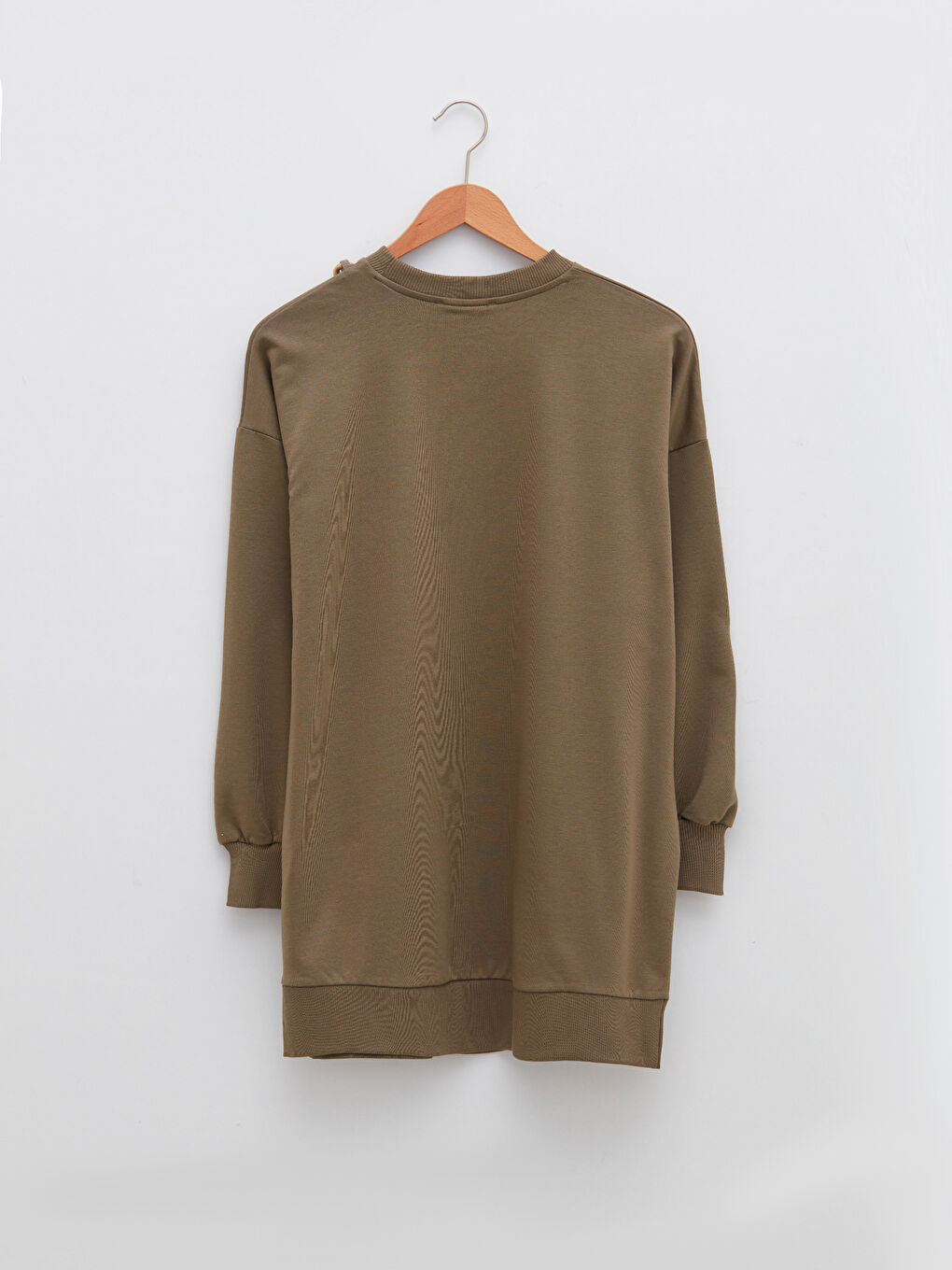 Crew Neck Plain Long Sleeve Women's Sweatshirt Tunic-5