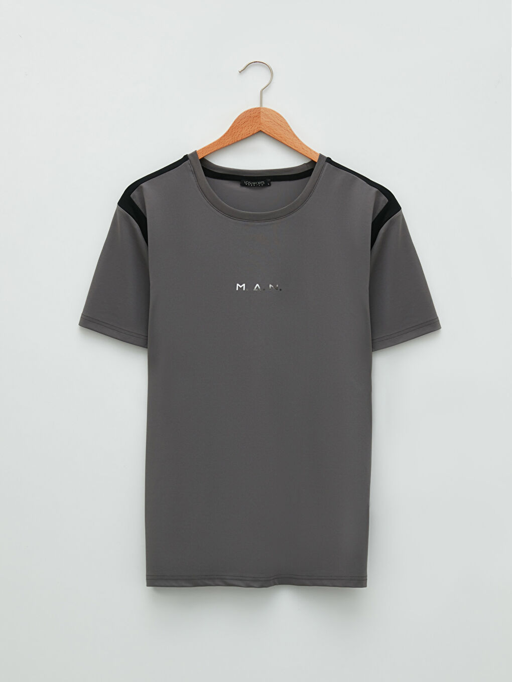 Gri Bisiklet Yaka Kısa Kollu Erkek Spor Tişört-6