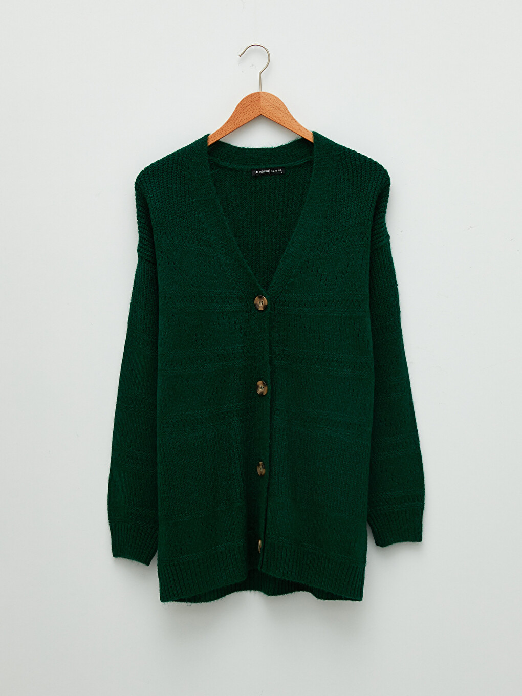 V-Neck Self Patterned Long Sleeve Women's Knitwear Cardigan-5