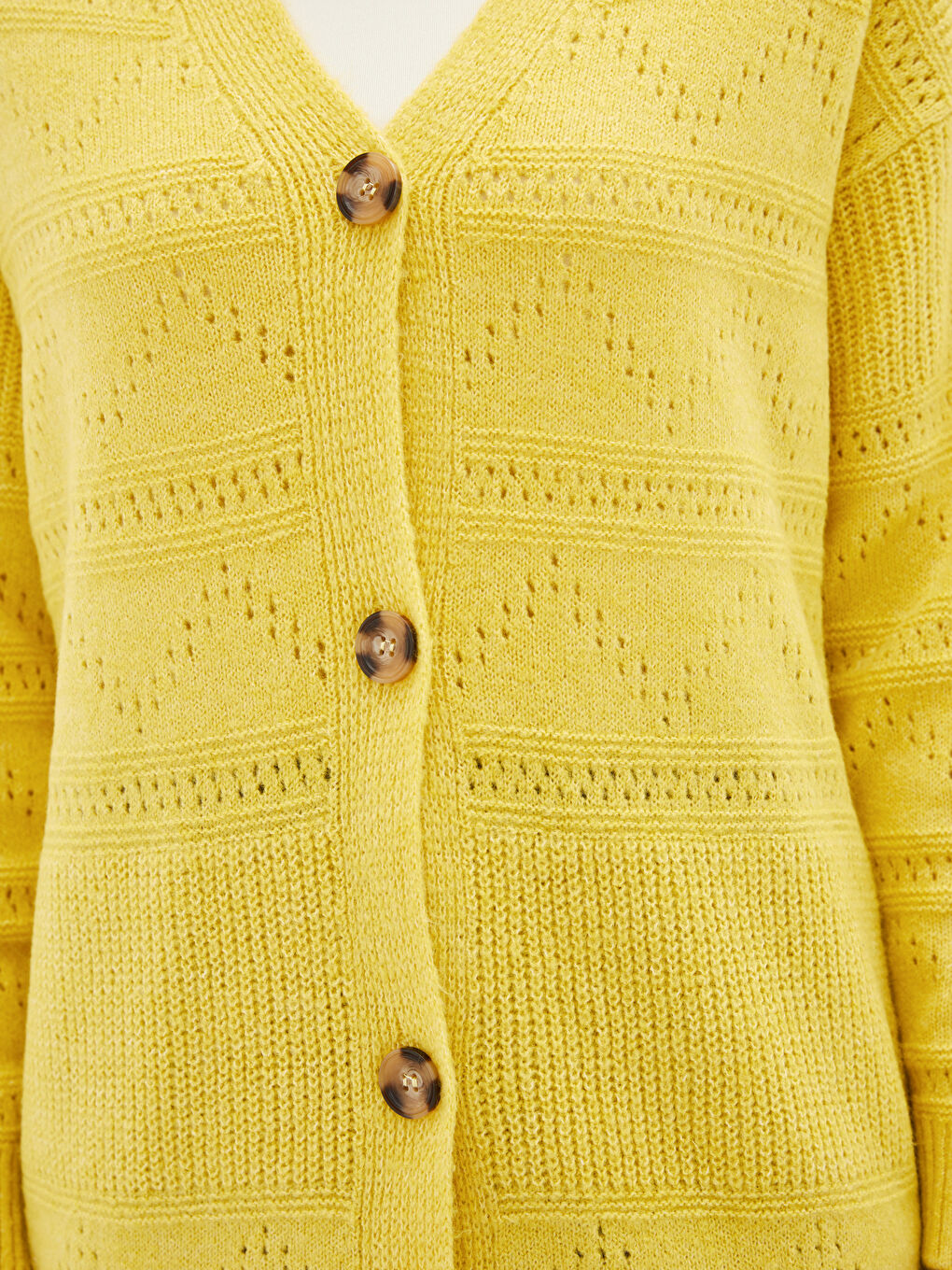 V-Neck Self Patterned Long Sleeve Women's Knitwear Cardigan-2