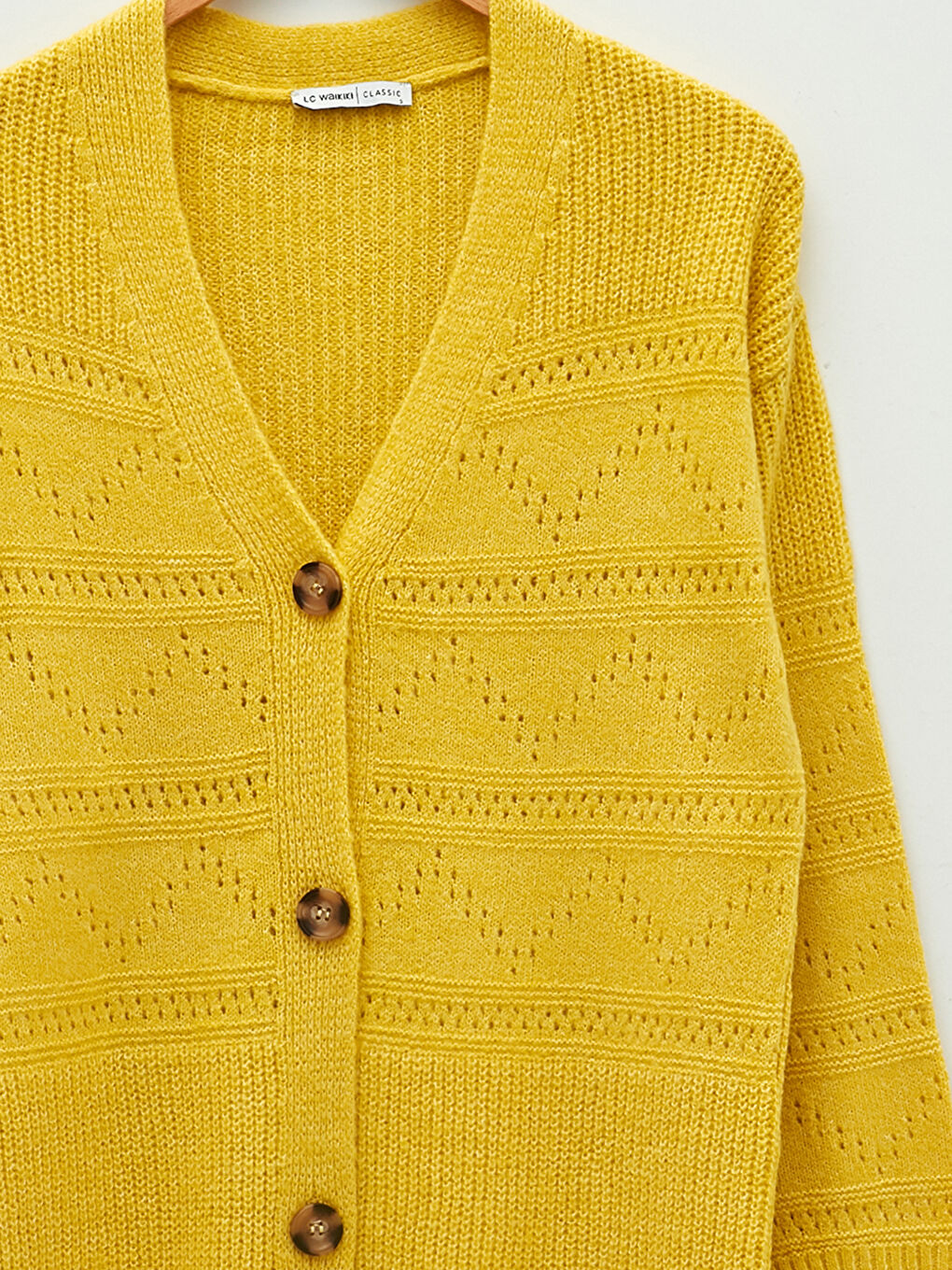 V-Neck Self Patterned Long Sleeve Women's Knitwear Cardigan-6